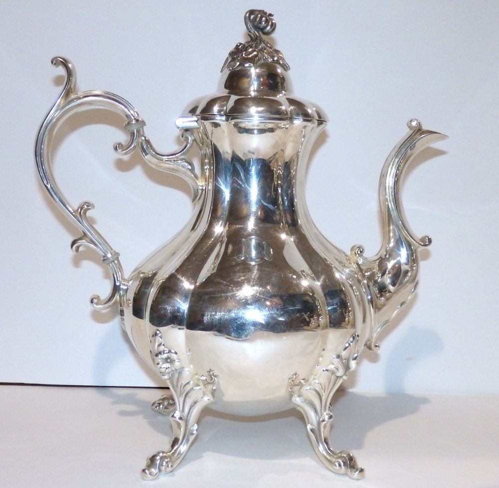 Reed & Barton SilverPlated WINTHROP PUMPKIN COFFEE TEA SET #1795 w Flaws--- READ