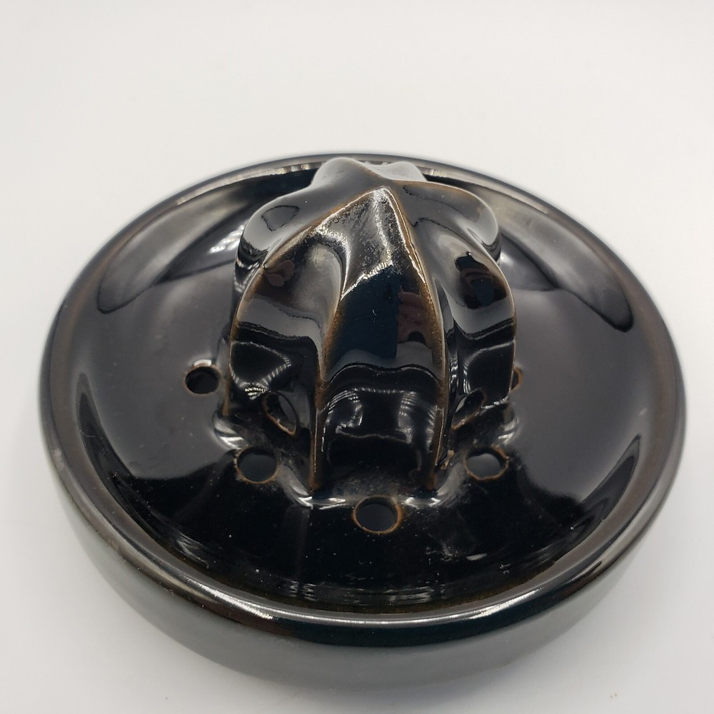 Redware Reamer Black Glaze Pottery Small Juicer Lemon
