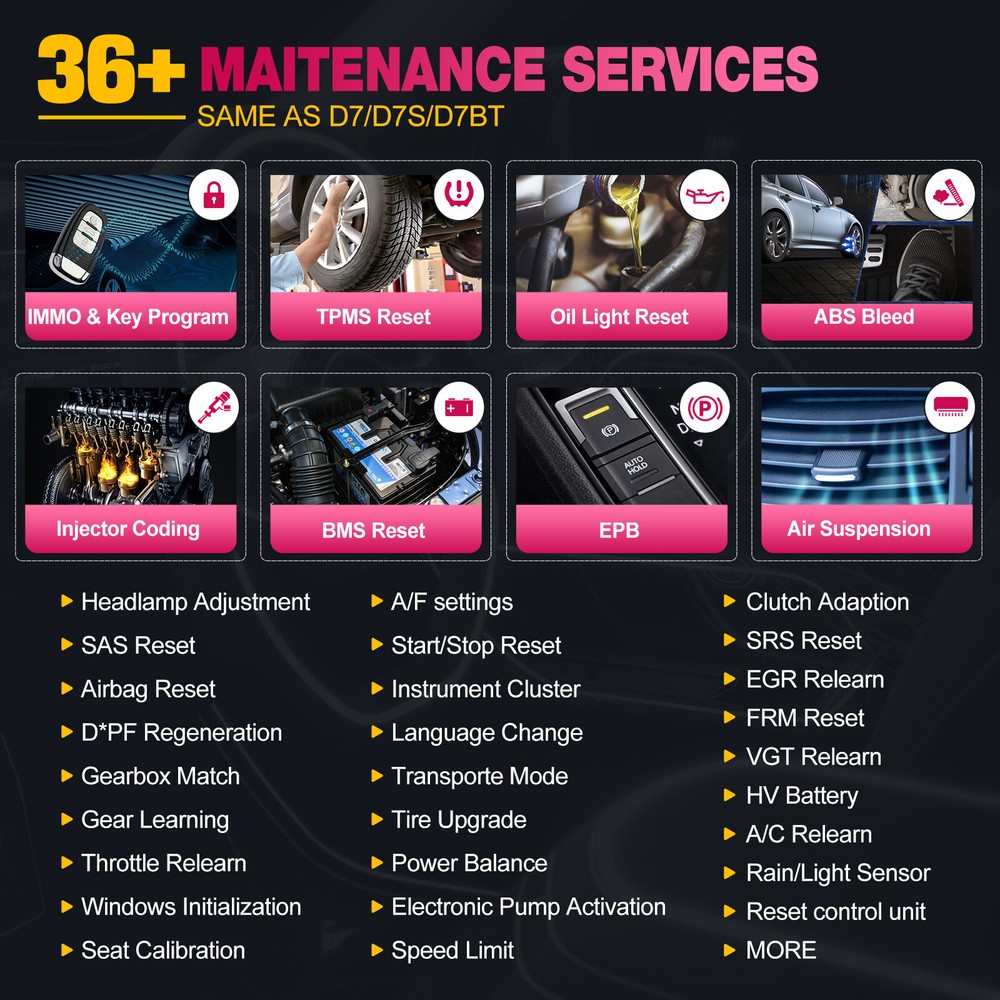 XTOOL D7W Auto Diagnostic Scan Tool 36+Resets E/CU Coding K`ey Programmer DOIP