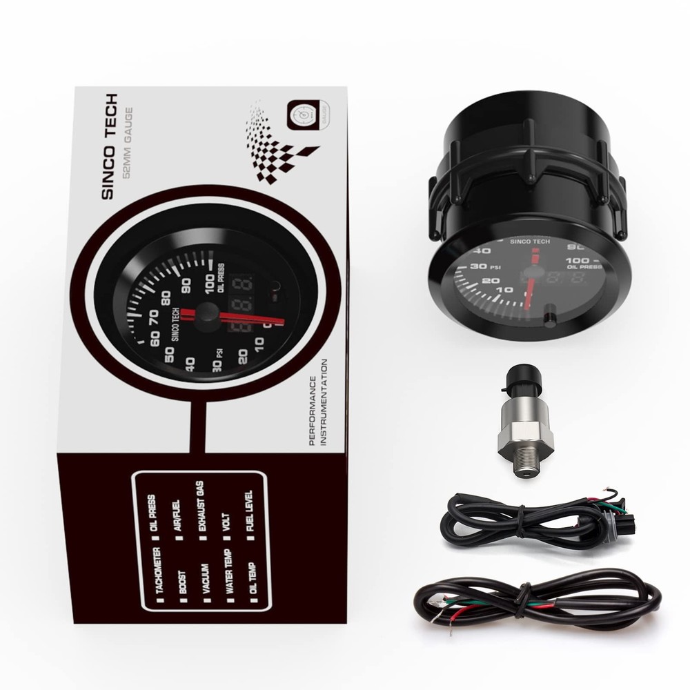 52mm Gauge Car Meter Digital Display Pointer 7 Colors Backlight 12V Universal...