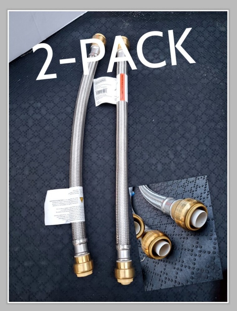 2 PACK Water heater push to connect 3/4"  18 SUPPLY FLEX HOSE Stainless steel
