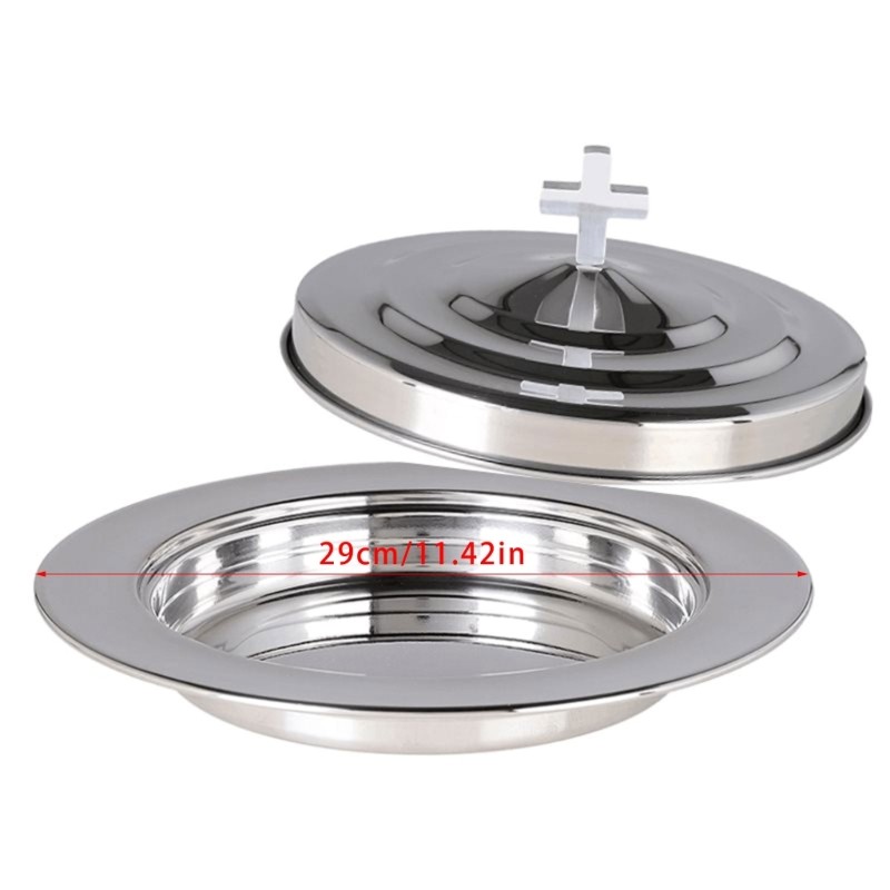 Multipurpose Stackable Communion Bread Serving Plate Stainless Steels Lid Church