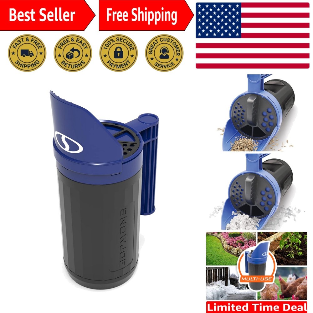 Adjustable Dial Handheld Spreader for Ice Melt & Grass Seed - 5 lbs, Blue/Black