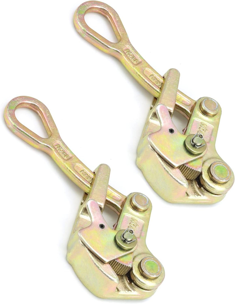 2-Pack Steel Wire Rope Puller Cable Grip, 1 Ton/2204 lbs Load, 1/8-9/16" Cable