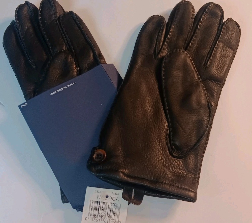 Men's NAUTICA Leather Gloves,Black, Medium