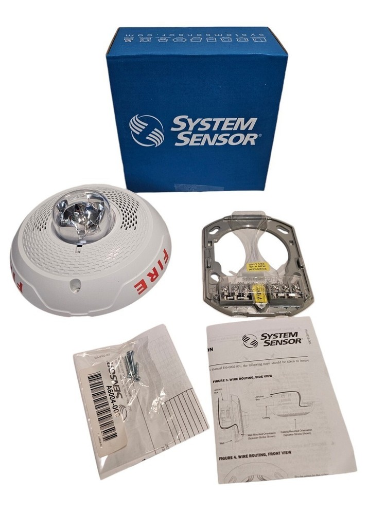 System Sensor SPSCWL Ceiling Mount Speaker Strobe, Clear Lens, White