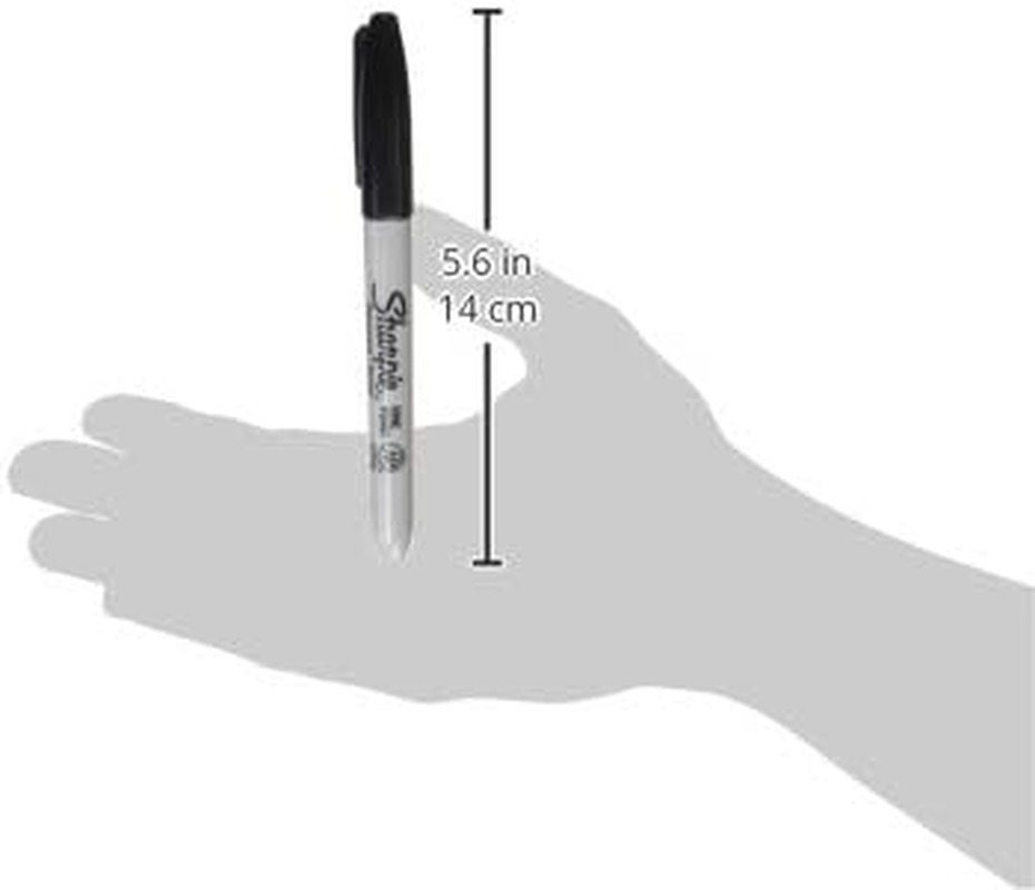 Sharpie Permanent Markers, Fine Tip, Black, 12 Count - for Classroom, Office, &