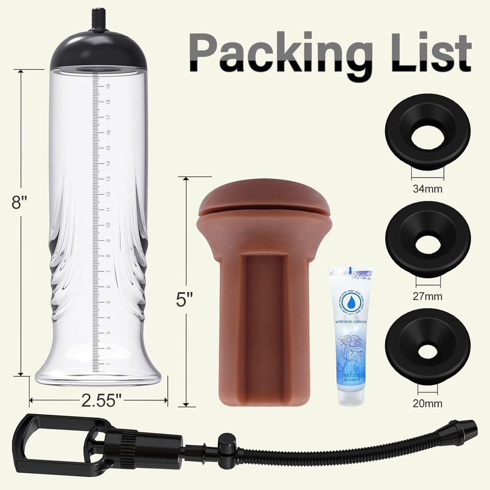 Customizable Penis Vacuum Pump: 3 Suction Sleeves for Enhanced Erection Size