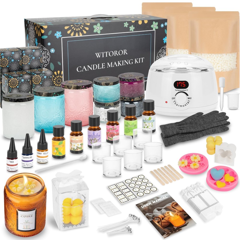 WITOROR Candle Making Kit, Scented Candles Small to Medium, White Melt Warmer