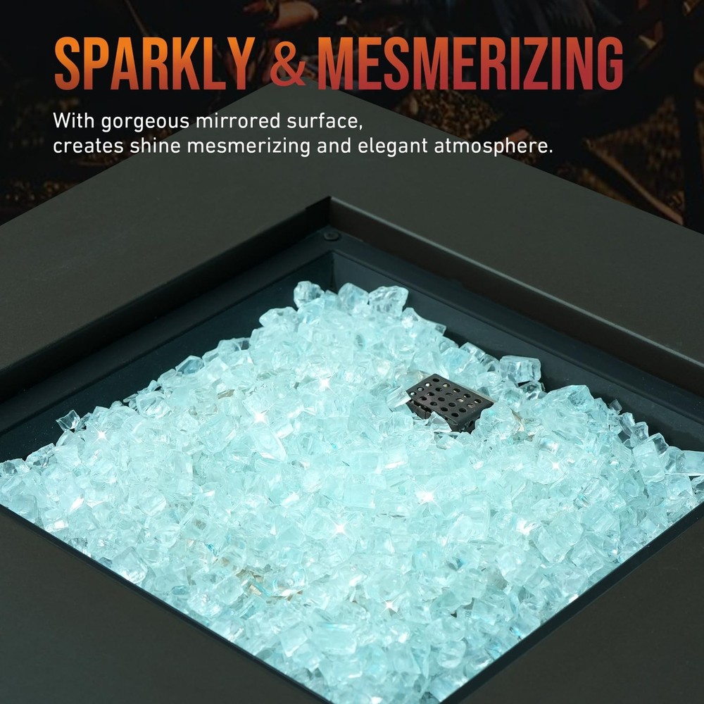 Skyflame High Luster 10-Pound Regular Fire Glass for Fire Pit Fireplace Garde...