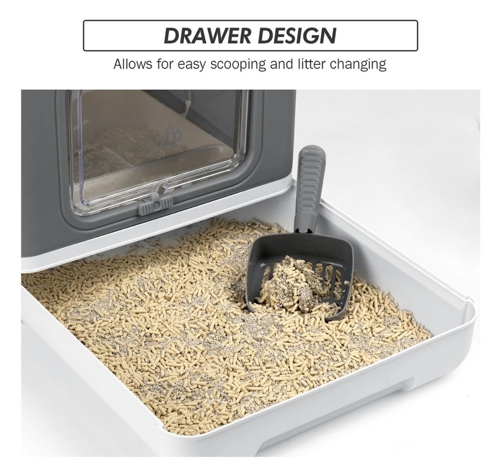 allforpaws Go Fresh Foldable Cat Litter Box, Medium, Grey New