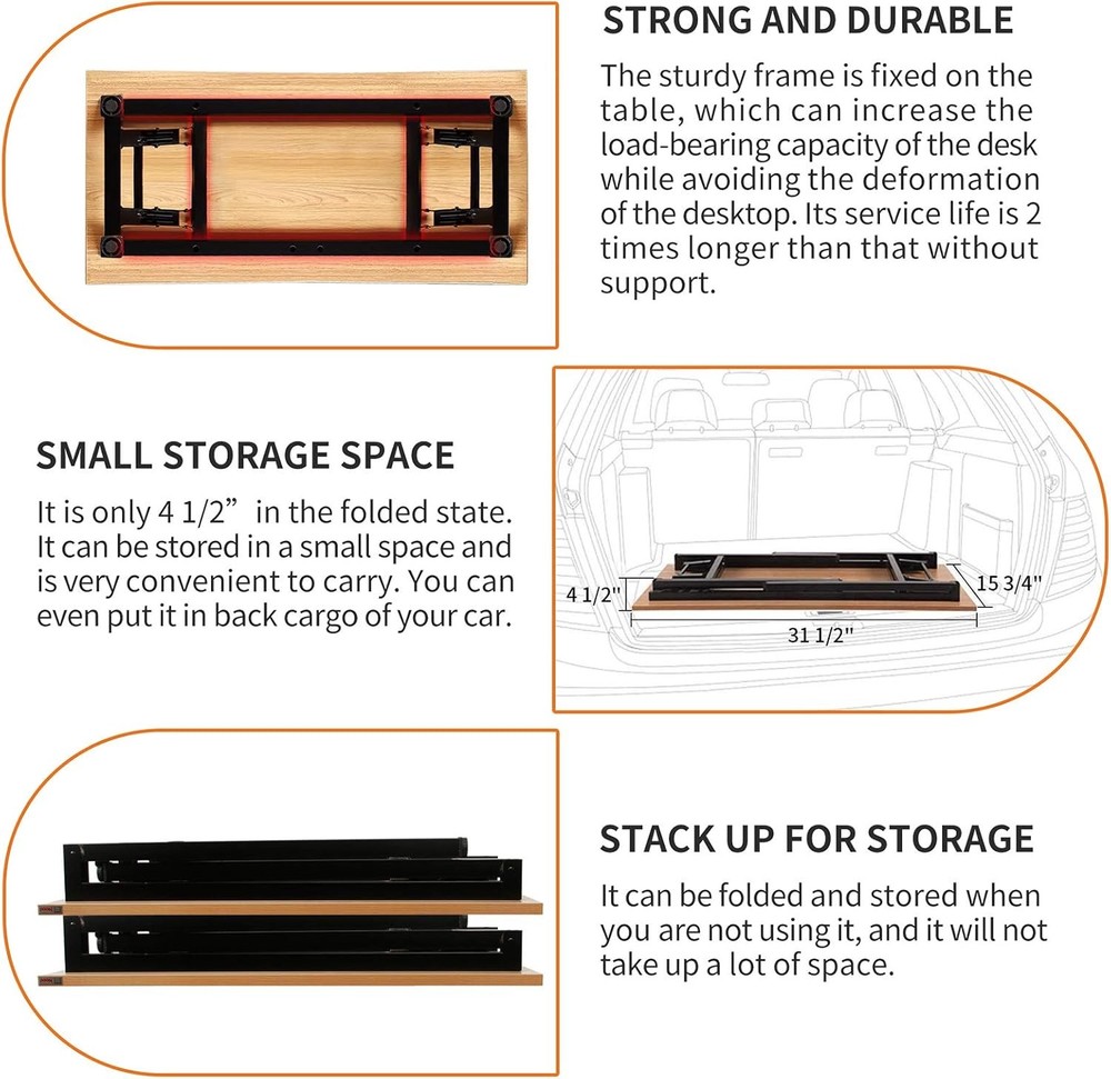 Folding Desk Small Desk 31 1/2" No Assembly Foldable Computer Desk Small