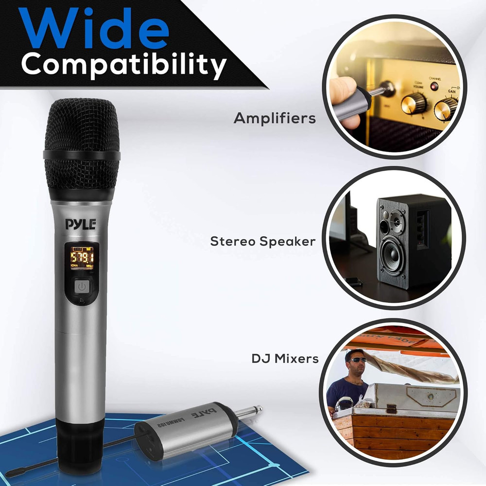 Portable UHF Wireless Microphone System - Professional Battery Operated Handheld