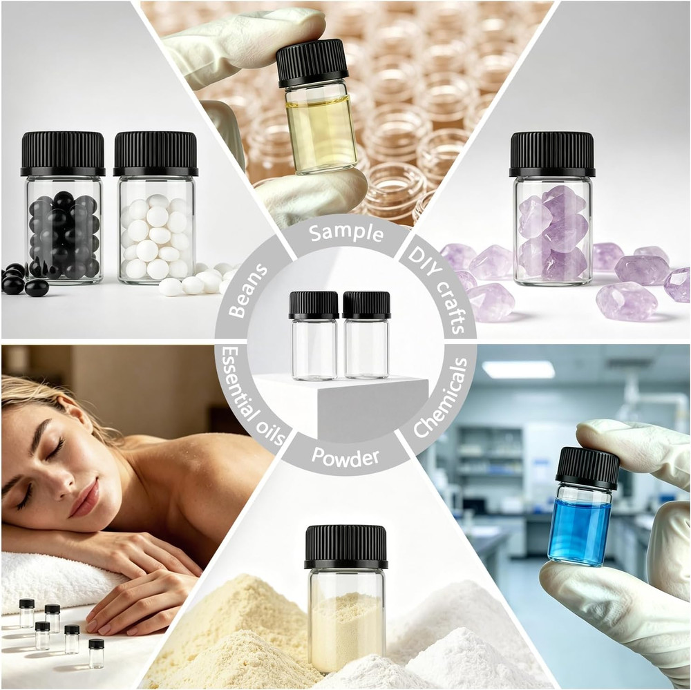 Elfenstall- 50Pcs 2Ml Empty Mini Clear Glass Bottles Container Jars Small Sample