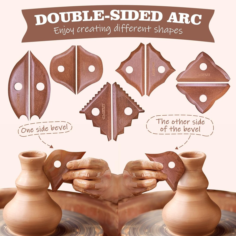 Pottery Ribs 5 Pack, Double Bevel, Supports Left and Right-Handed, Forward an...