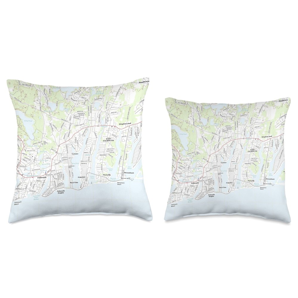 Falmouth MA Map 2018 Throw Pillow