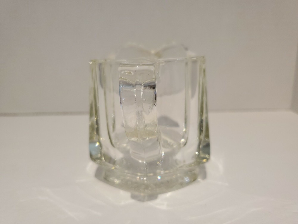 Pressed Glass Clear 6 Panel Creamer 3 1/2" Vintage