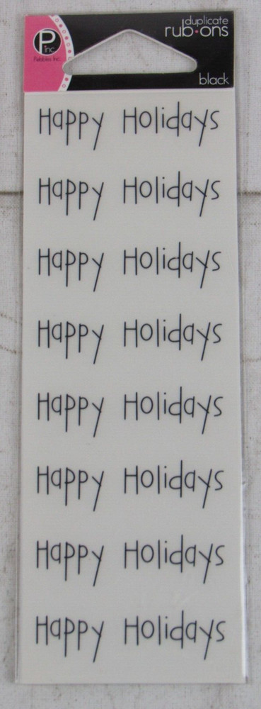 Pebbles Duplicate Rub-Ons Black Happy Holidays 60228
