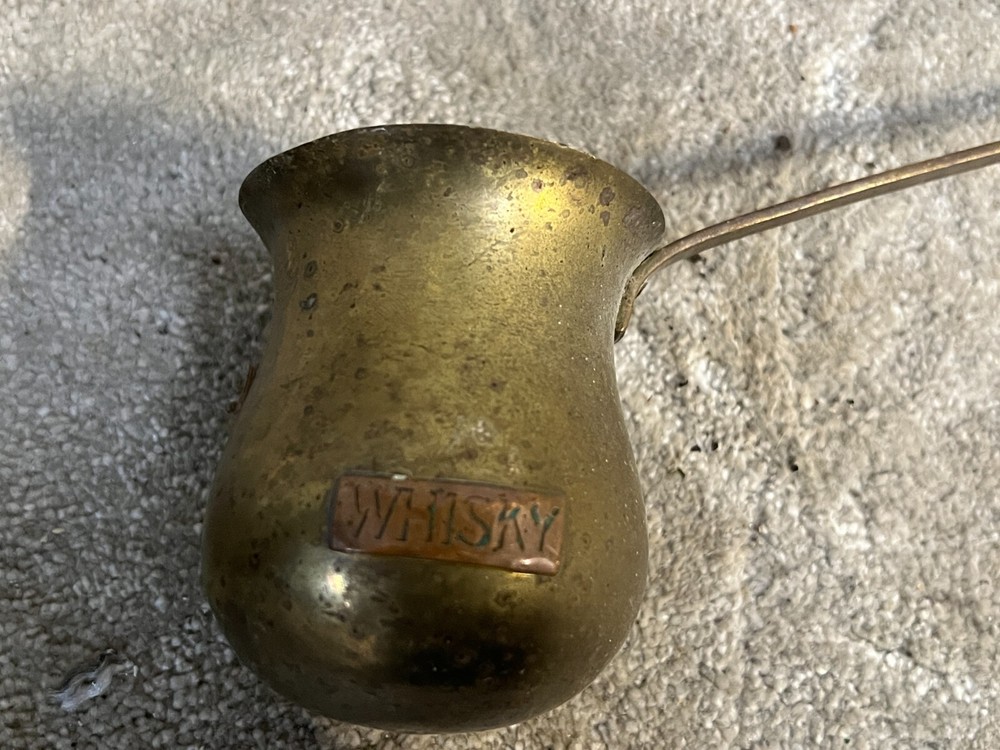 VINTAGE BRASS OLD RUM MEASURE CUP MEASURING TESTING LADLE