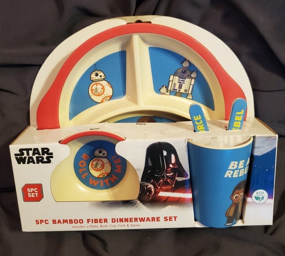 5 Pcs Bamboo Dinnerware Sets - Star Wars, Marvel, Peanuts, Mickey & Minnie Mouse