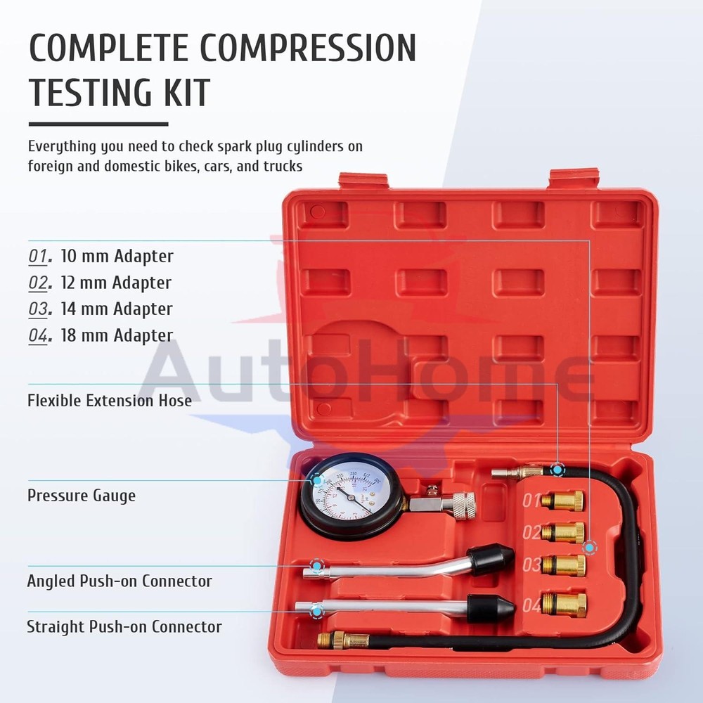 Petrol Engine Cylinder Compression Tester Kit for Automotive Motorcycle Tool Kit