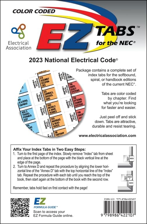 EZ Tabs (Color Coded) with Formula Guide for The 2023 National Electrical...