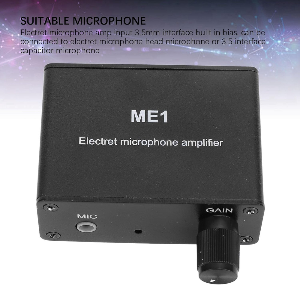 Adjustable Gain Electret Microphone Amp 3.5Mm Input Sound Preamplifier ME1 Built