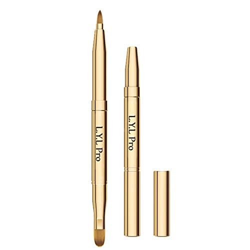 Gold Retractable Lip Makeup Brushes Double-Ended Brush