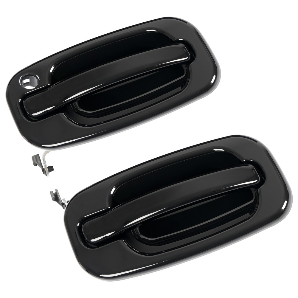 2Pc Front Outer Door Handle Set For 1999-2007 Chevy Silverado 1500 Glossy Black