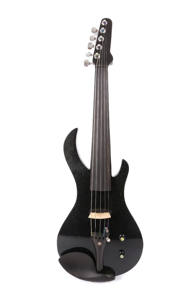 New Black Electric Violin 4/4 Solid wood 5 String Violin with Violin case bow