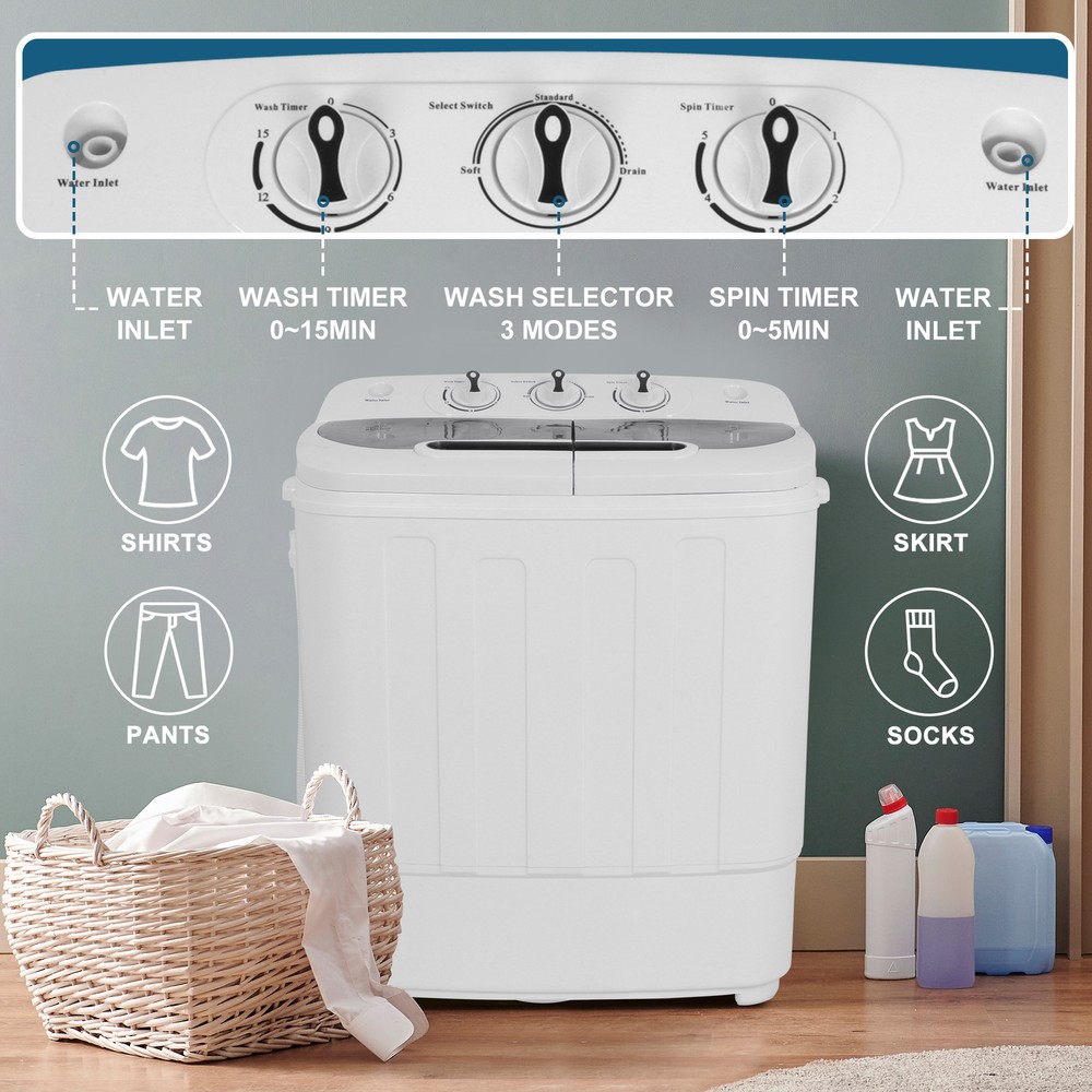 Compact Twin Tub Washing Machine Fast Dryer & Efficient Spin Washer Top Load