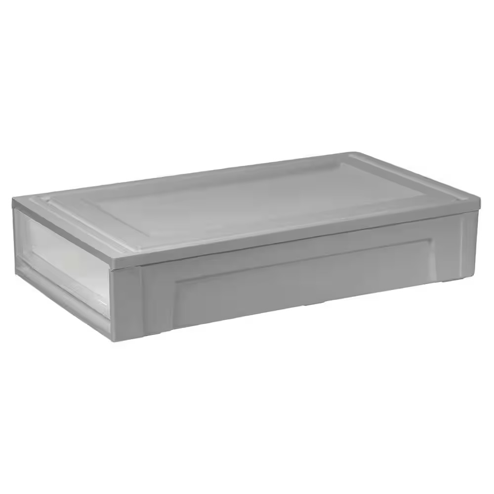 27.5 Qt./6.9 Gal. under Bed Storage with Pullout Drawer, Gray