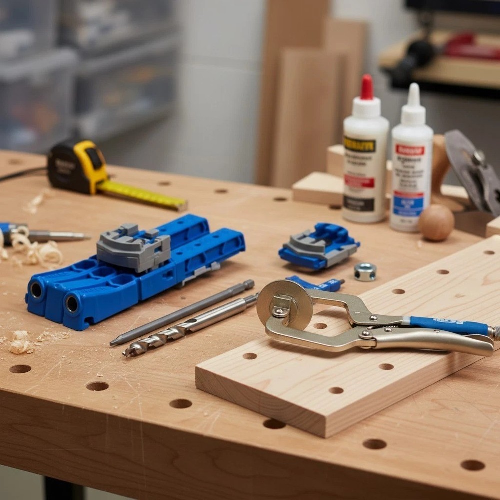 Adjustable Pocket-Hole Drill Jig with Accurate Guide for Strong Joints