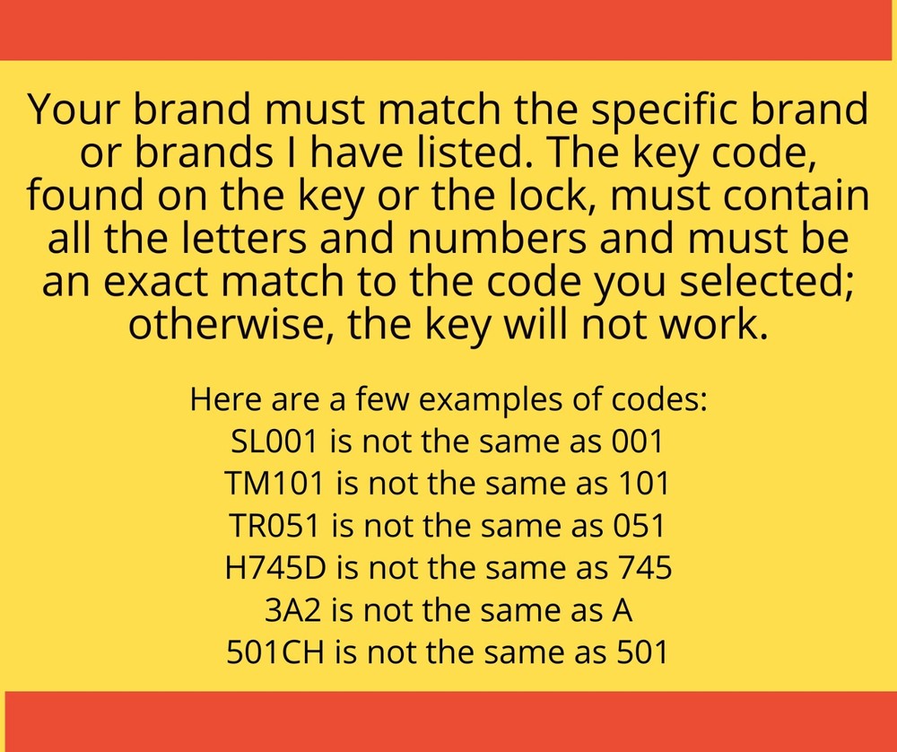 Husky Toolbox Keys Replacement Key Cut to your Code RH01-RH50