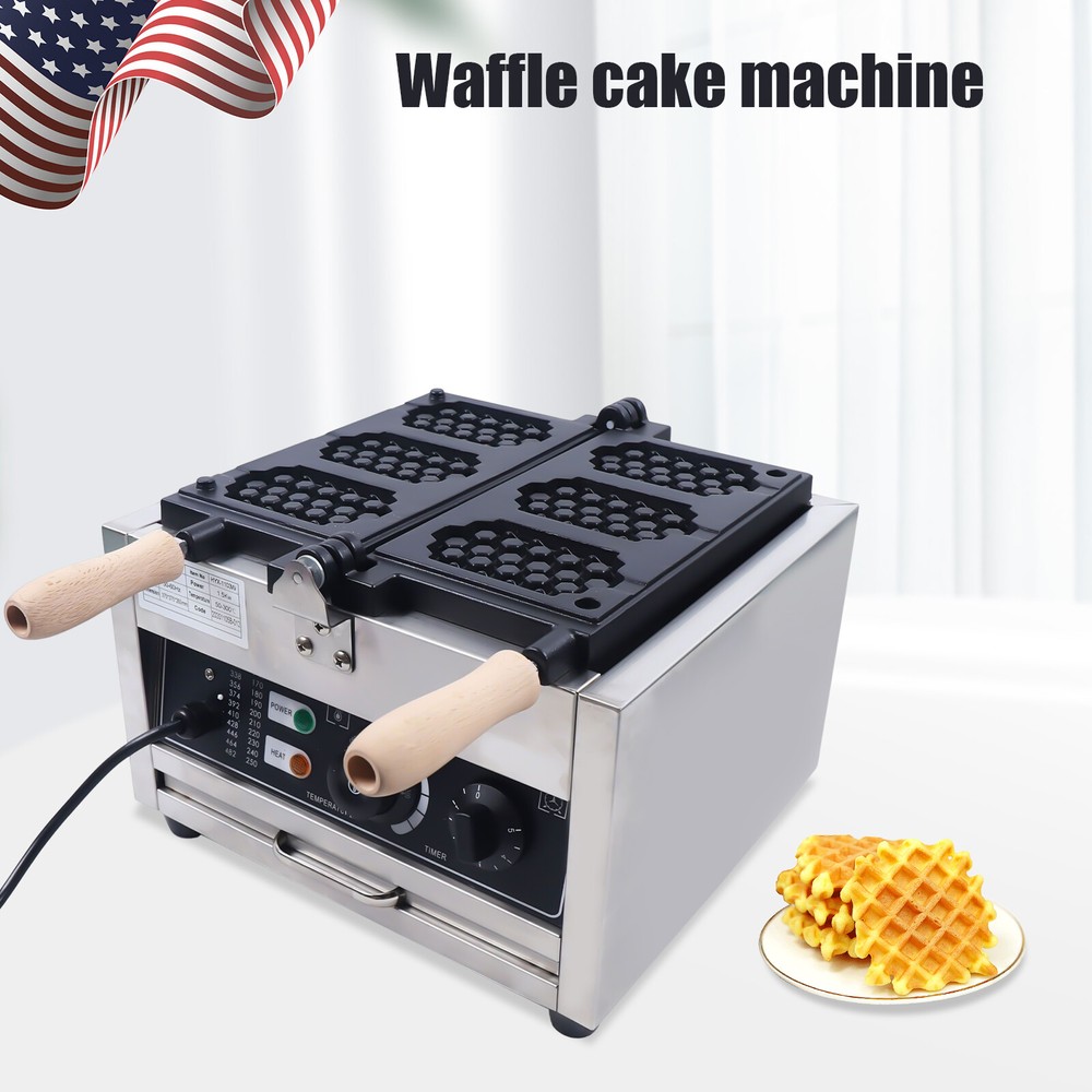 Electric Flip Waffle Maker 3 Slice Waffle Maker Commercial Nonstick Machine Kit