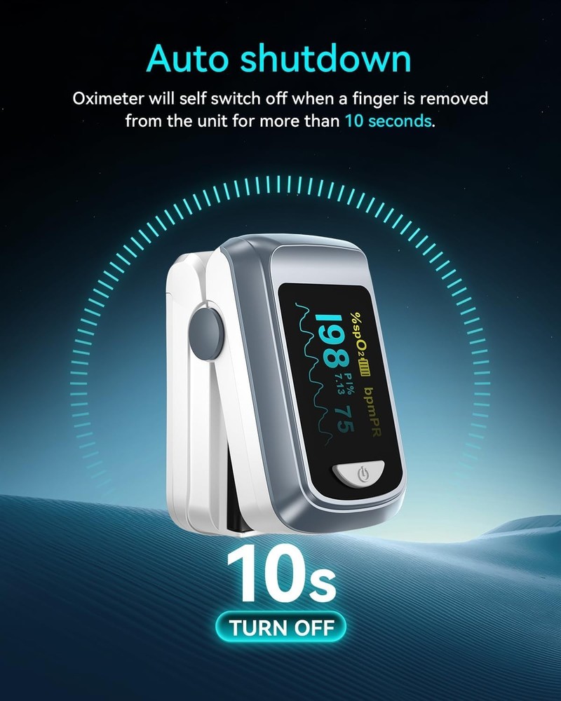 Compact & Accurate Pulse Oximeter - Easy One-Button Operation, Includes Battery
