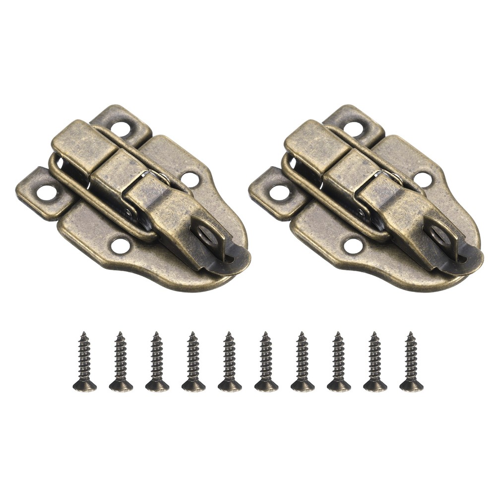 2Pack Duck-billed Hasp Lock Retro Box Toggle Latch with Padlock Hole Bronze