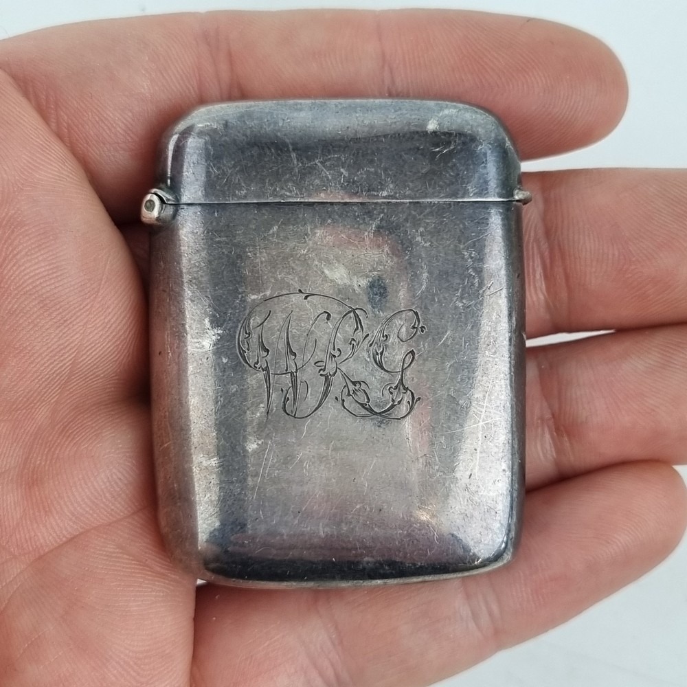 Antique Solid Silver Vesta Case Initials Birmingham 1897 Minshull & Latimer