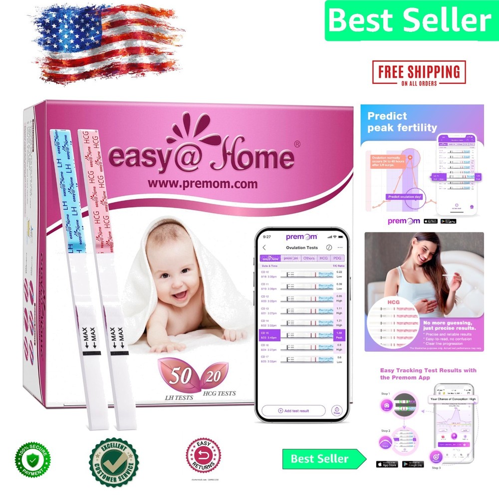 50 Ovulation  Strips & 20 Pregnancy Tests Kit - Maximize Conception Chances