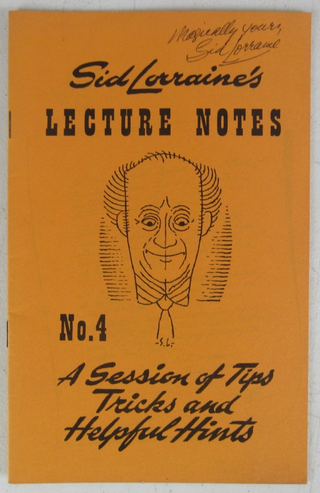 Sid Lorraine's Lecture Notes #4 Signed 1977 Magic Tricks MZ10F