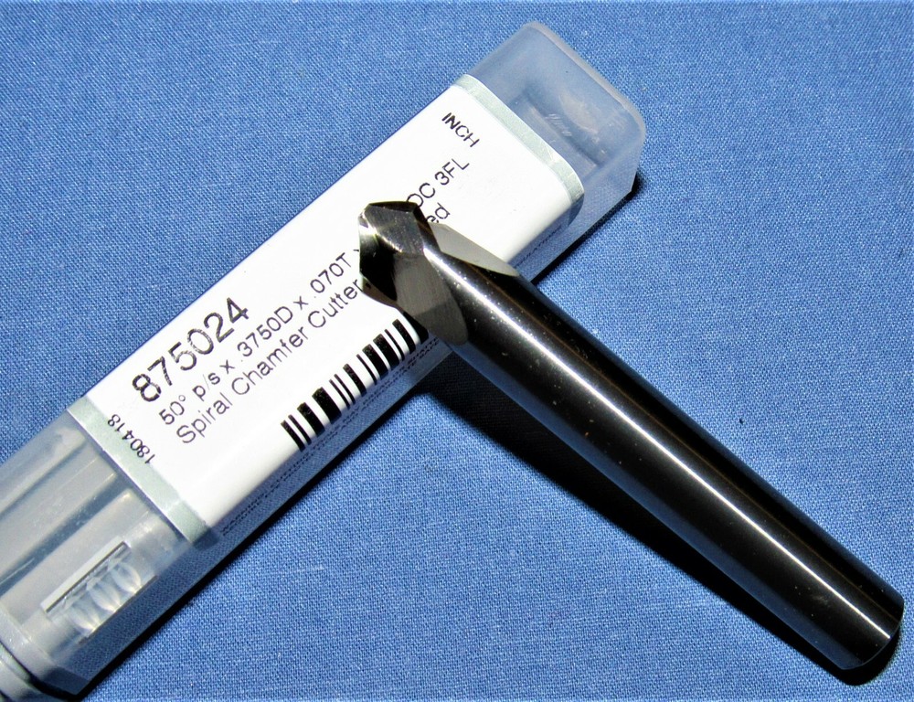 Harvey Tool Solid Carbide 3/8" x 50° Helical Flute Chamfer Mill 4Pcs Available