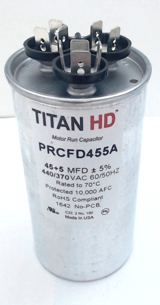 Dual Run Cap 45/5 MFD 370-440V Round
