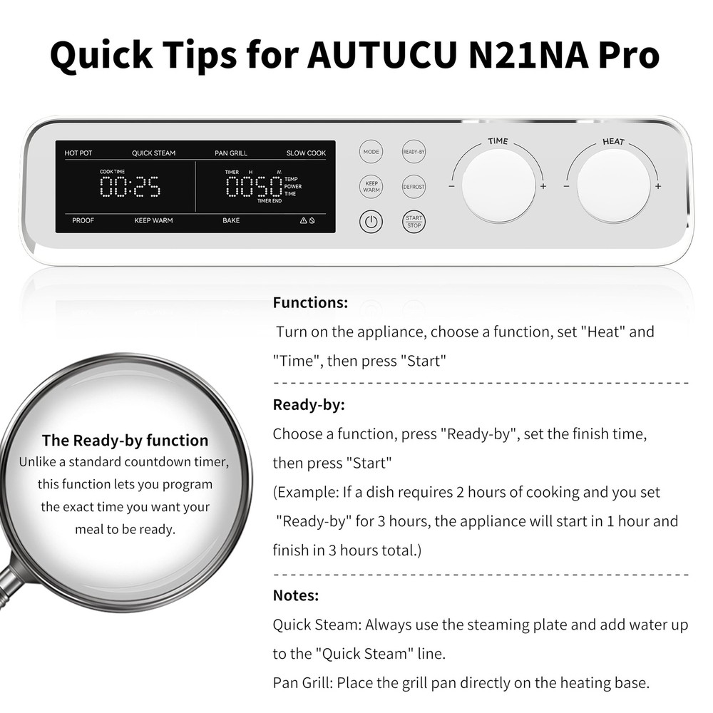 N21NA Pro Slow Cooker 10 Quart, 8-in-1 Programmable PFOA-Free Ceramic Coated ...