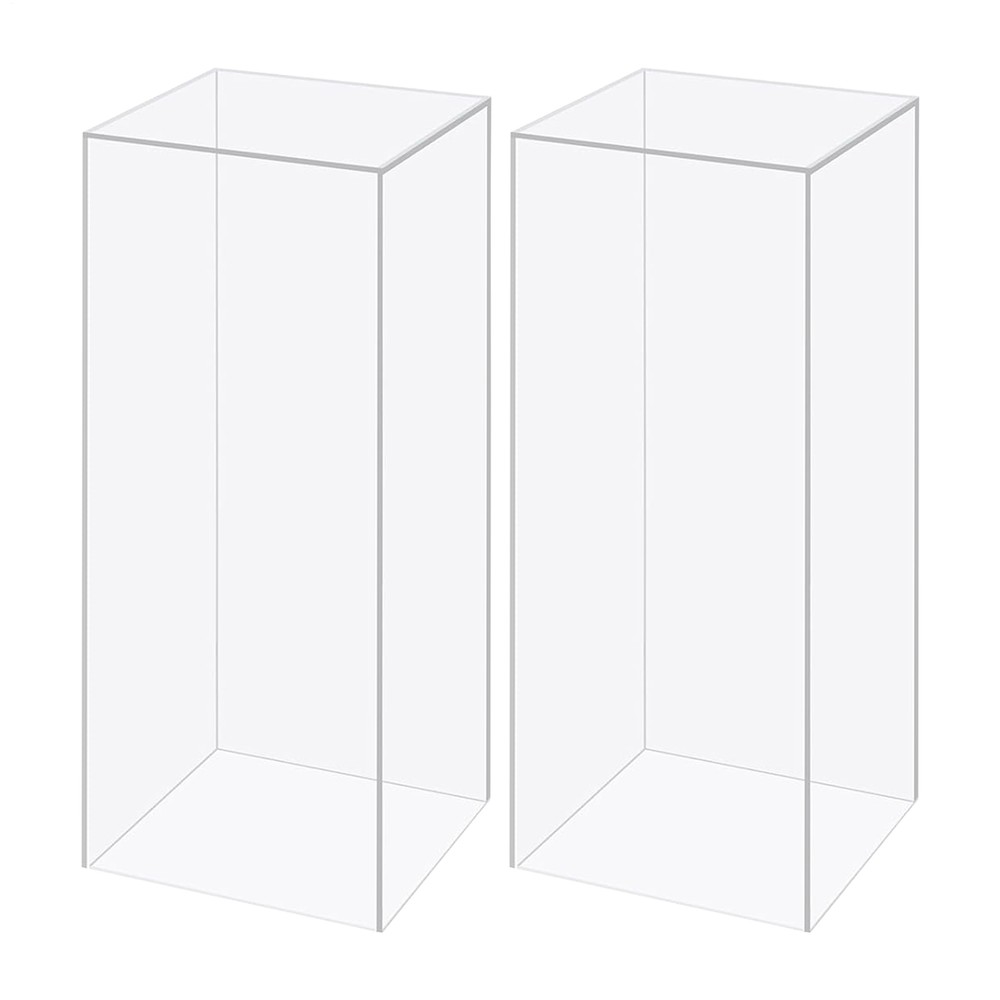 2 Clear Acrylic DISPLAY BOXES CENTERPIECES Party Wedding Columns Pedestal Riser