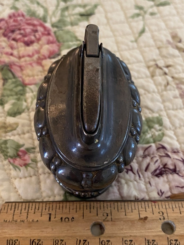Vintage Ronson Crown Table Lighter Silver Plate 1950s
