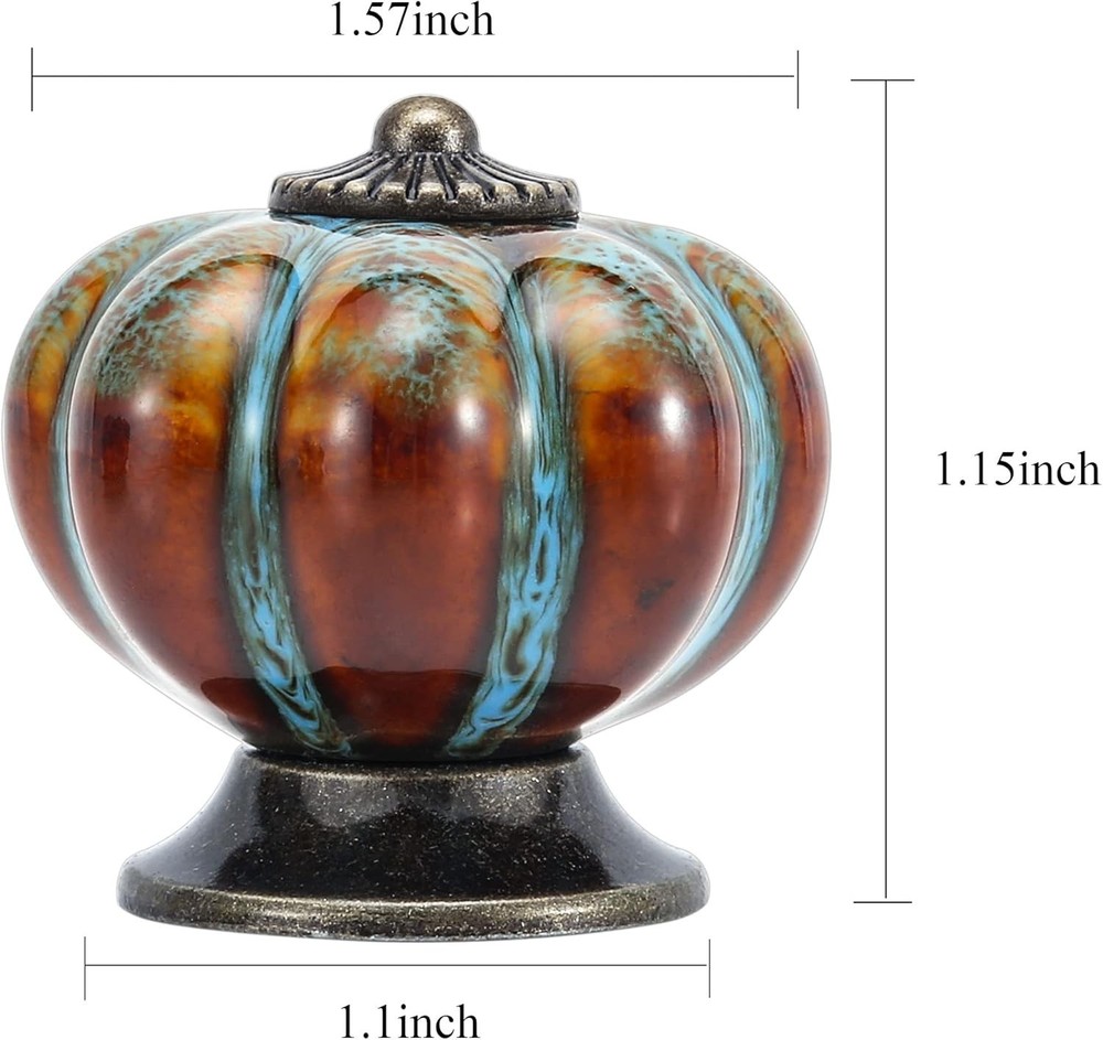 Cabinet Knobs 6 Pack Glazed Ceramic Knobs Pumpkin Shape Decor Door Pull Handle