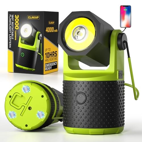 LED Camping Lantern, 3000Lumens Rechargeable 180°Rotatable Flashlight
