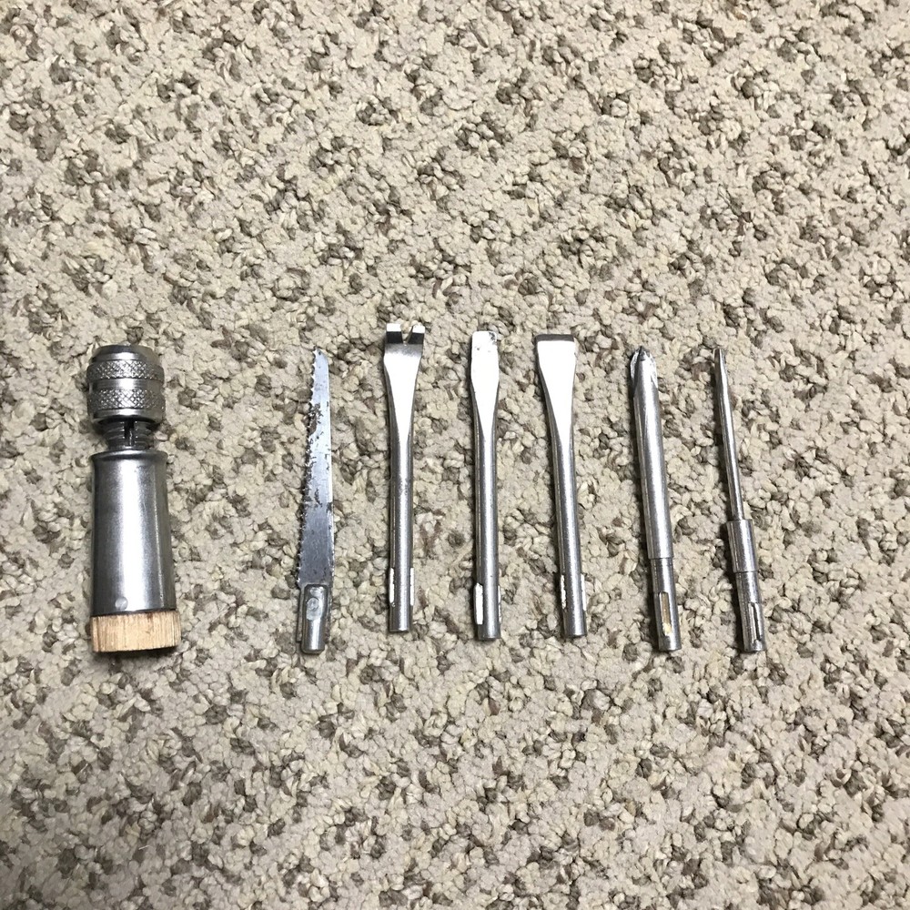 Vintage 7 Piece Screwdriver Tool Silver Handle Multi Head Changeable Set Mini