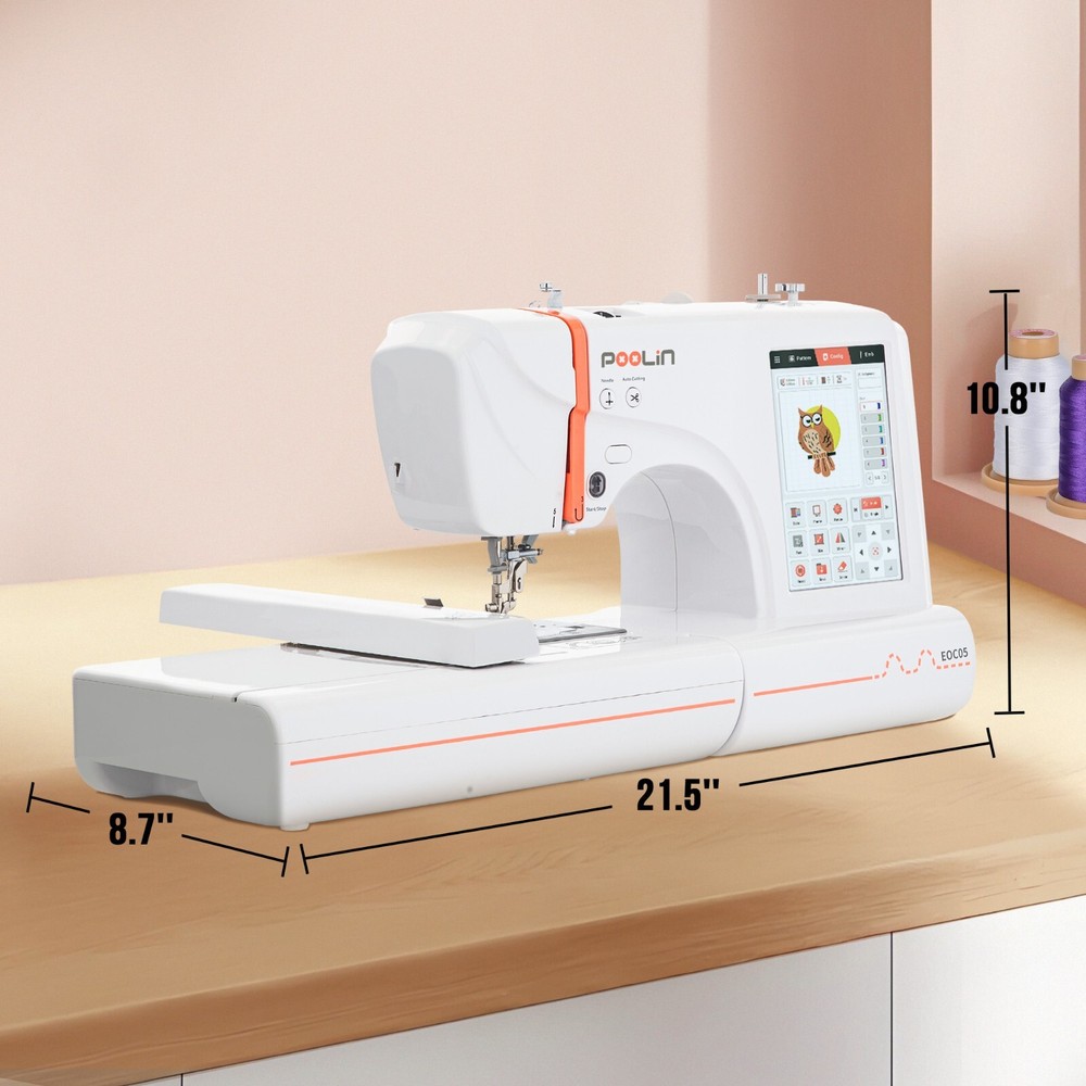 POOLIN EOC05 Embroidery Machine 4 x 9.25 Inch Large Embroidery Area Computerized