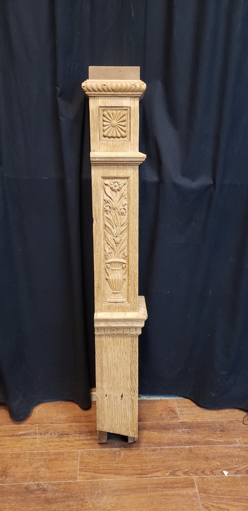 Newly Stripped Solid Oak Hand Carved Newel Post 51" x 6" GA9676